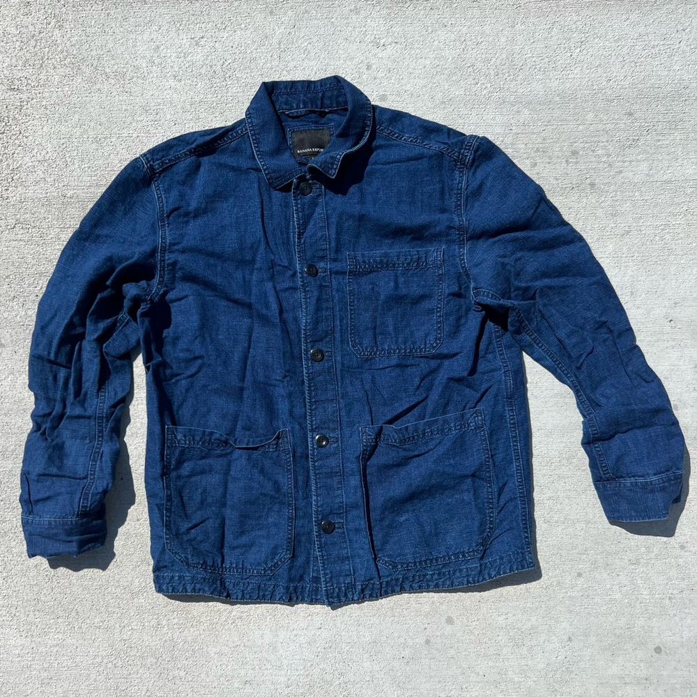 Women’s Banana Republic Denim Shirt Blue Chambray L Chore  Classic Heavyweight